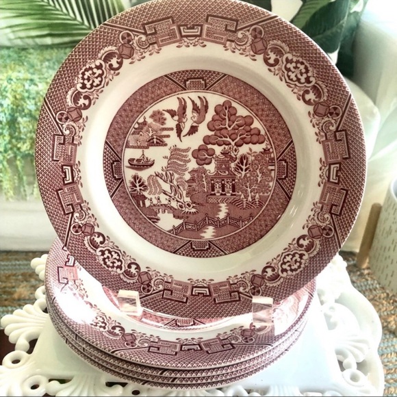 Vintage! 1) Pink Willow Salad Plates By Woods & Sons England - Picture 2 of 5